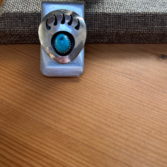 Navajo Native American handmade sterling Silver Turquoise Bear Claw Money-clip! - Picture 2 of 7